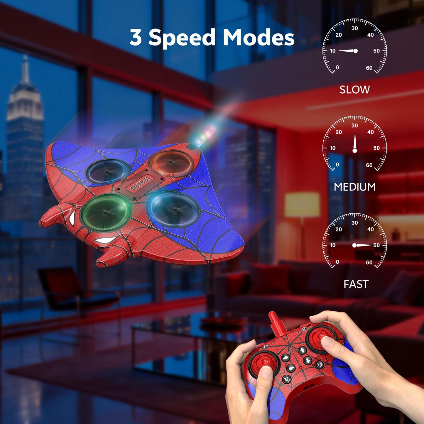 RC Plane, Remote Control Airplanes for Kids, Spider Toys with LED Lights