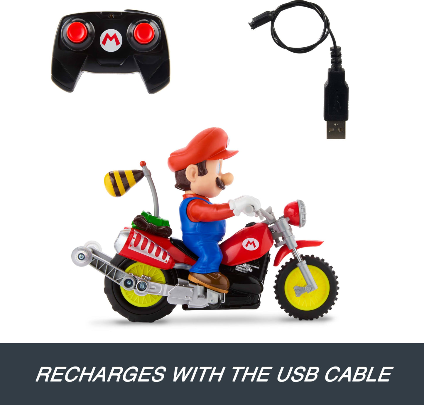 Hot Wheels Mario Wheelie Motocross RC, Remote-Controlled Battery-Powered Vehicle