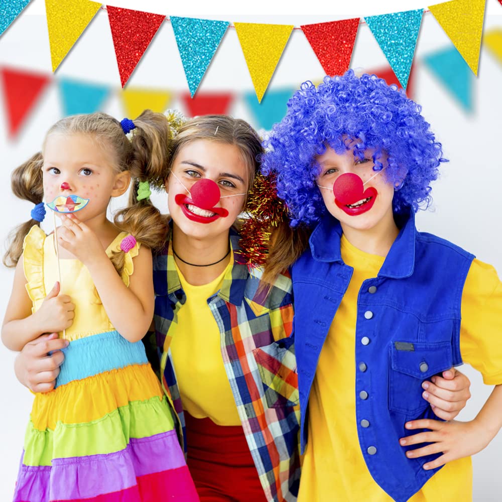 45 Pieces Colorful Pennant Flags - 49ft Carnival Theme Party Garland Banner Yellow Blue Red Glitter Paper Pennant Triangle Bunting Flag for Baby