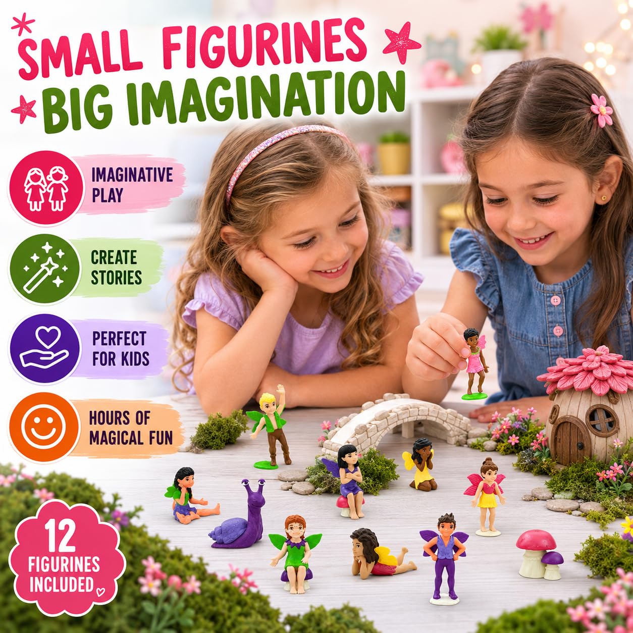 Safari Ltd. Friendly Fairies Super TOOB - 10 Adorable Fairy Figurines - Detailed Hand-Painted Toy Figures For Boys, Girls & Kids Ages 3+