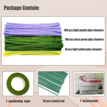 Swpohrat 210 Pieces Craft Pipe Cleaners Flower Set,Chenille Stem Pipecleaner Kit for Craft Tulip Lily Bouquet Making,DIY Craft Projects and Holiday