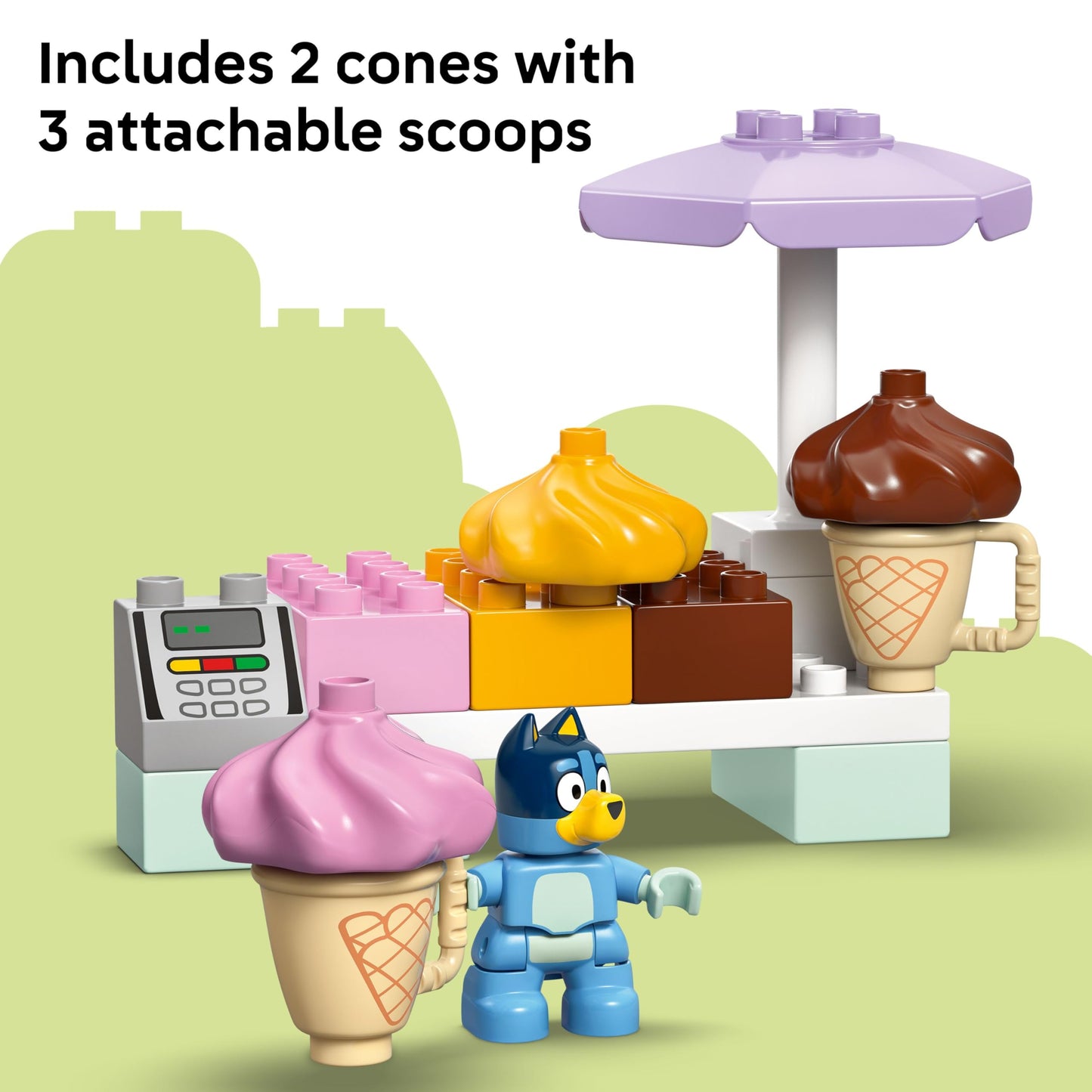 LEGO DUPLO Bluey Ice Cream Trip with Bluey - Toddler Toy for Kids, Boys, and Girls Ages 2+ - Includes Figure and Ice Cream Stand - Sensory Toy