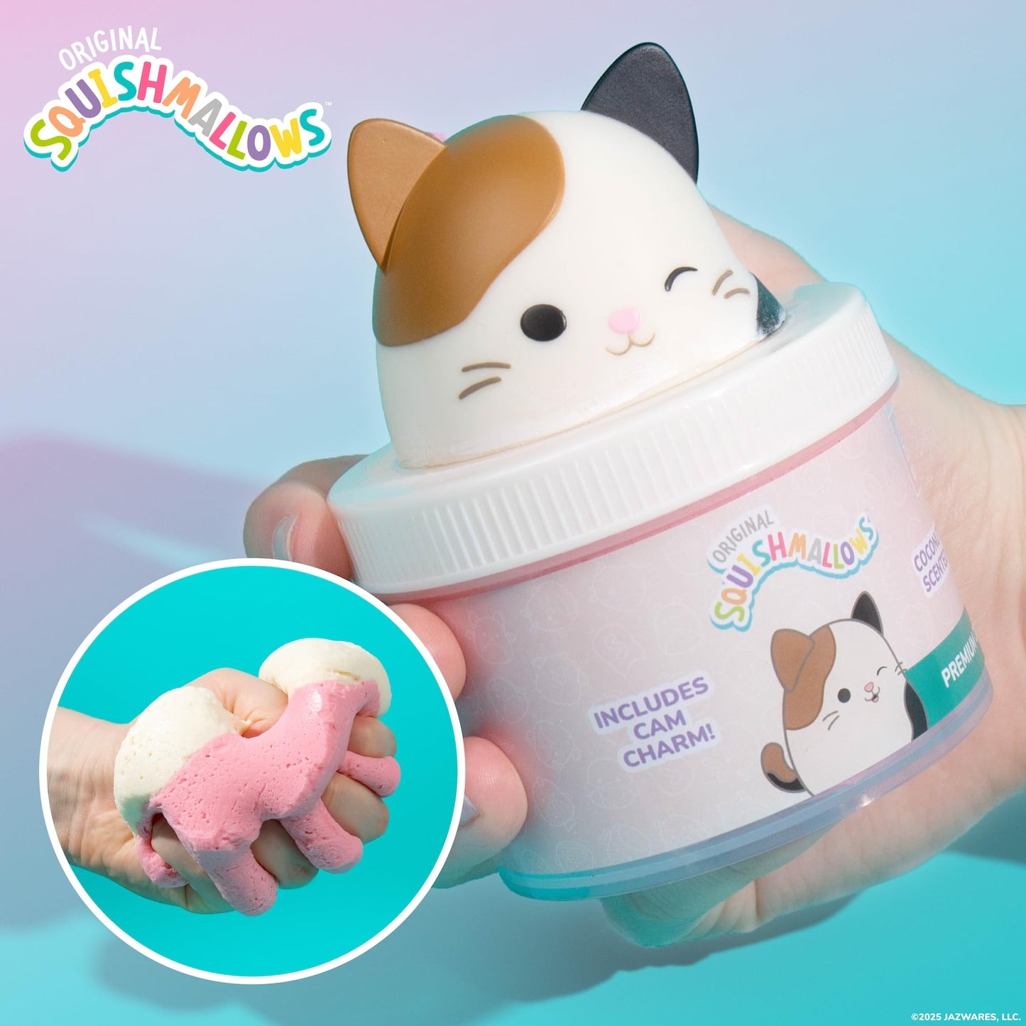 Original Squishmallows Scented Slime Jar, Coconut, Cam the Cat