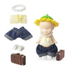 5PCS Doll Clothes for Sonny Angel, Fits 3 Inch Minifigures Outfit Includes Pants, Top, Shoes, Necklace & Suitcase, Cute Display and Decoration