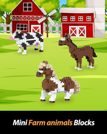 QISHOUTING Horse Mini Building Toy for Kids, Farm Animals Mini Stallion Building Blocks & Learning Toy for Girls Boys, Stallion Figurine Toys