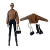 AQQeenmiu Fashion Doll Outfit Set, Bomber Jacket with Combat Boots and Chain Bag, for 11.5-12 inch Dolls, 1/6 BJD (Brown Bomber Jacke)