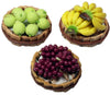 Realistic Guava, Banana and Purple Grapes Fruit Basket Figurine, Miniature Dollhouse Accessory, Perfect DIY Dollhouse Kitchen