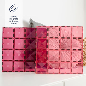 CONNETIX Magnetic Tiles Pastel Pink & Berry Base Plate Pack, 2 Pieces