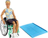 Barbie Ken Fashionistas Doll #167 with Wheelchair & Ramp Wearing Tie-Dye Shirt, Black Shorts, White Sneakers & Sunglasses, Toy for Kids 3 to 8 Years