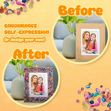 Playbees Kids Picture Frame Mosaic Craft Kit Craft DIY Arts & Crafts for Kids Frame Kit Great Birthday Gifts for 3 4 5 6 7 8 9 10 11 12 Year Old