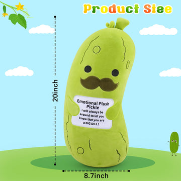 Sprinqdawin Emotional Plush Pickle-20” Pickle Stuffed Animal,Plushies Cucumber Stuffed Animal with Positive Warm Words,Kawaii Plush Toy Kids Birthday