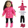 American Fashion World Pink Polka Dot Raincoat for 18-Inch Dolls | 5 Piece Set | Premium Quality & Trendy Design