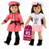 Emily Rose 18" Doll Paris Fashion Bundle - 7-Piece Chic Travel Outfit Set with Coat, Beret Hats, Graphic Tee & Ankle Boots - Gift Boxed French Style