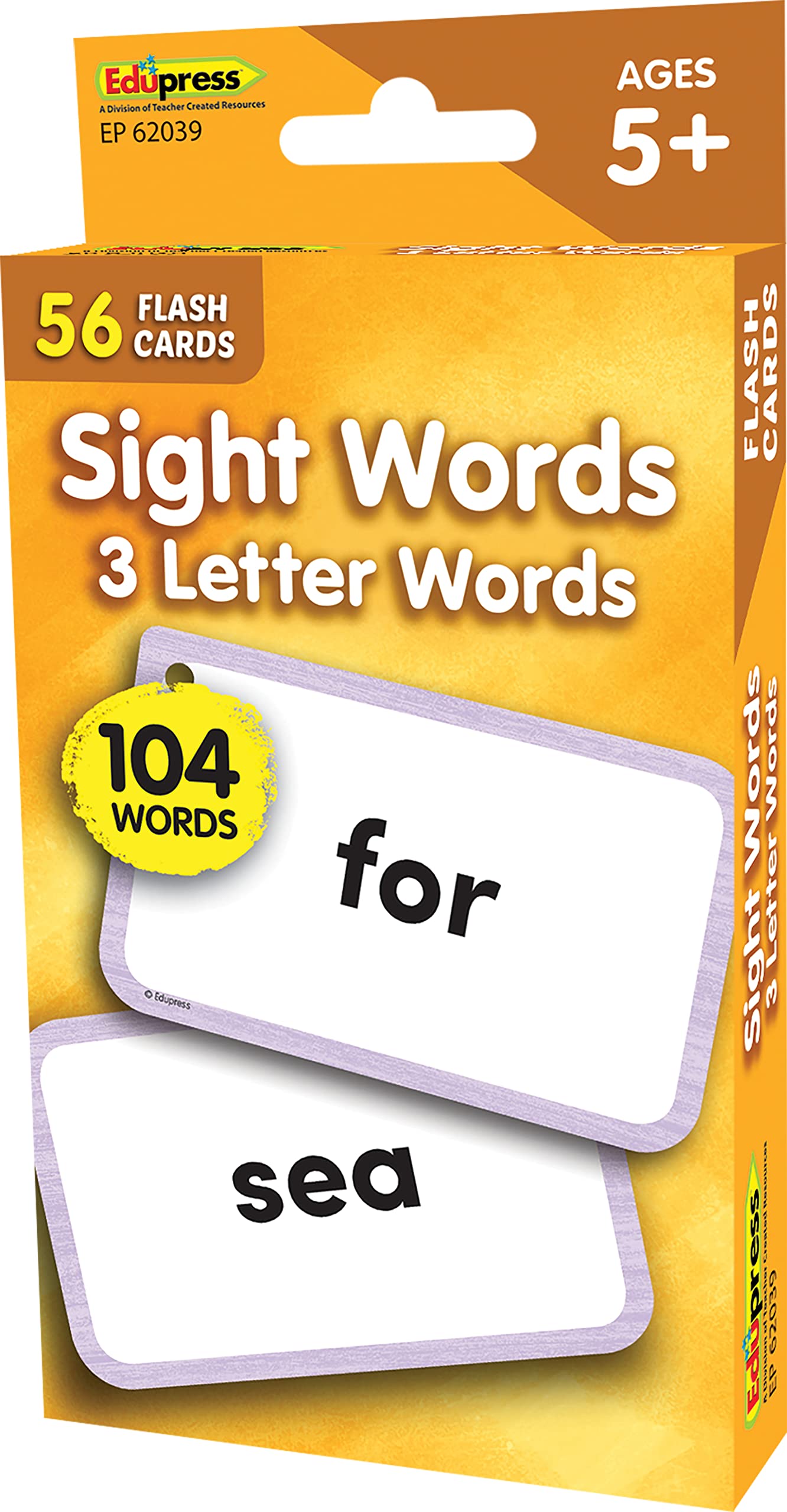 Teacher Created Resources Sight Words Flash Cards - 3 Letter Words (EP62039)