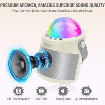 Karaoke Machine for Kids Adults Unique Astronaut Shape Portable Bluetooth Speaker with Wireless Microphone Home Party KTV Birthday for Girls Boys
