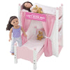 Emily Rose 18 Inch Doll Loft Bunk Bed Pink - Wooden Doll Bunkbed with Storage Shelves, Ladder, Removable Single Bed, 2 Polka Dot Bedding Sets &