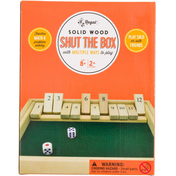 Regal Games Shut The Box - Fun Table Math Game with Wooden Board for Adults & Kids - 12 Spots Dice Game with 2+ Player Games - Ideal for Game Night