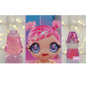 MGA Entertainment Glitter Babyz Selena Stargazer Baby Doll 3 Magical Color Changes, Pastel Purple Glitter Hair, Moon & Stars Outfit, Diaper, Bottle