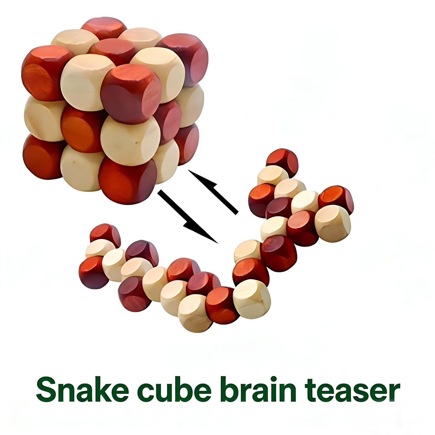 MAGIKON Brain Teaser Cube Puzzle Toy, Snake Cube Wooden 3D Puzzle