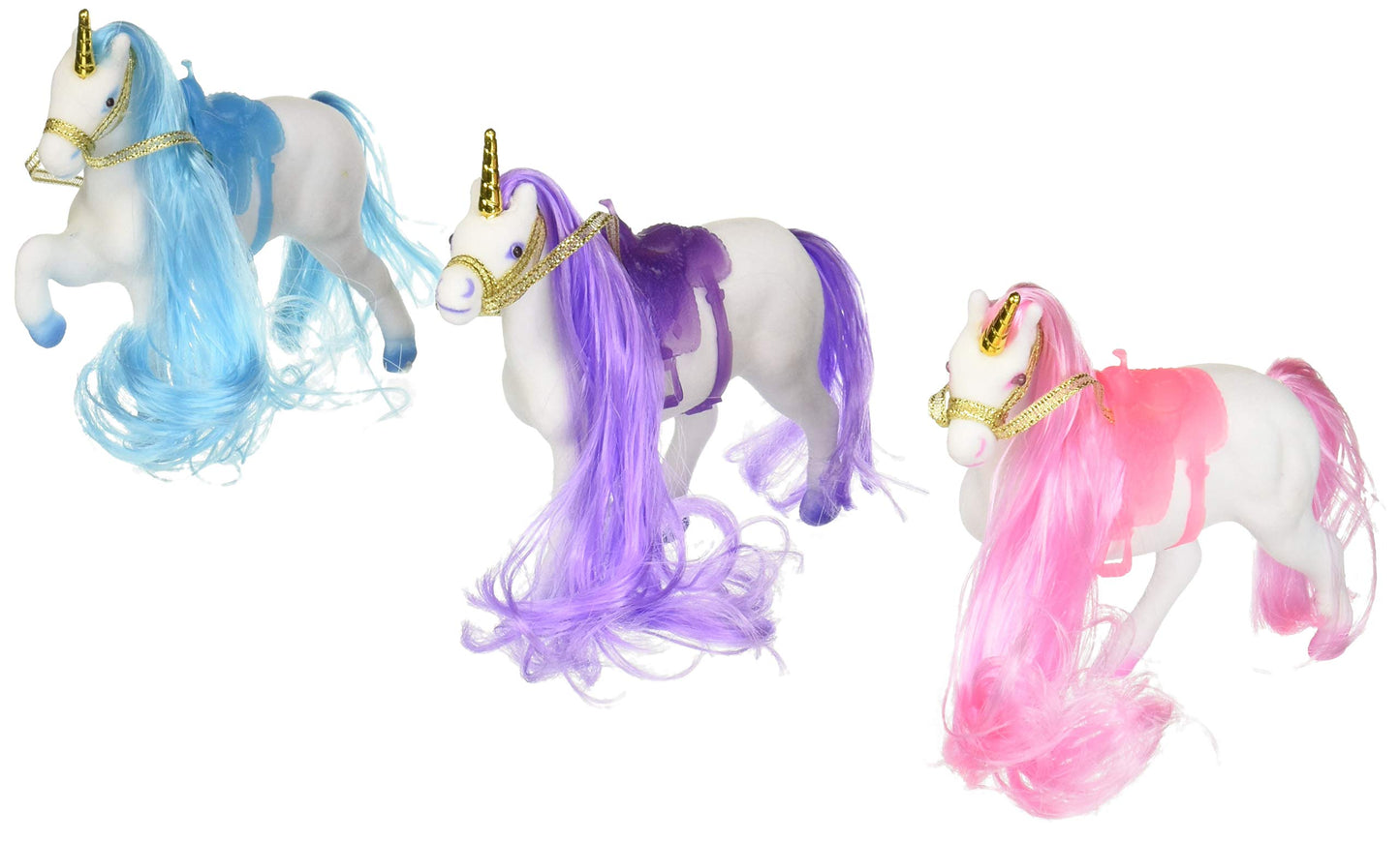 Princess Club Flocked Unicorn 5” Figures 3 Piece Set w/ Saddles