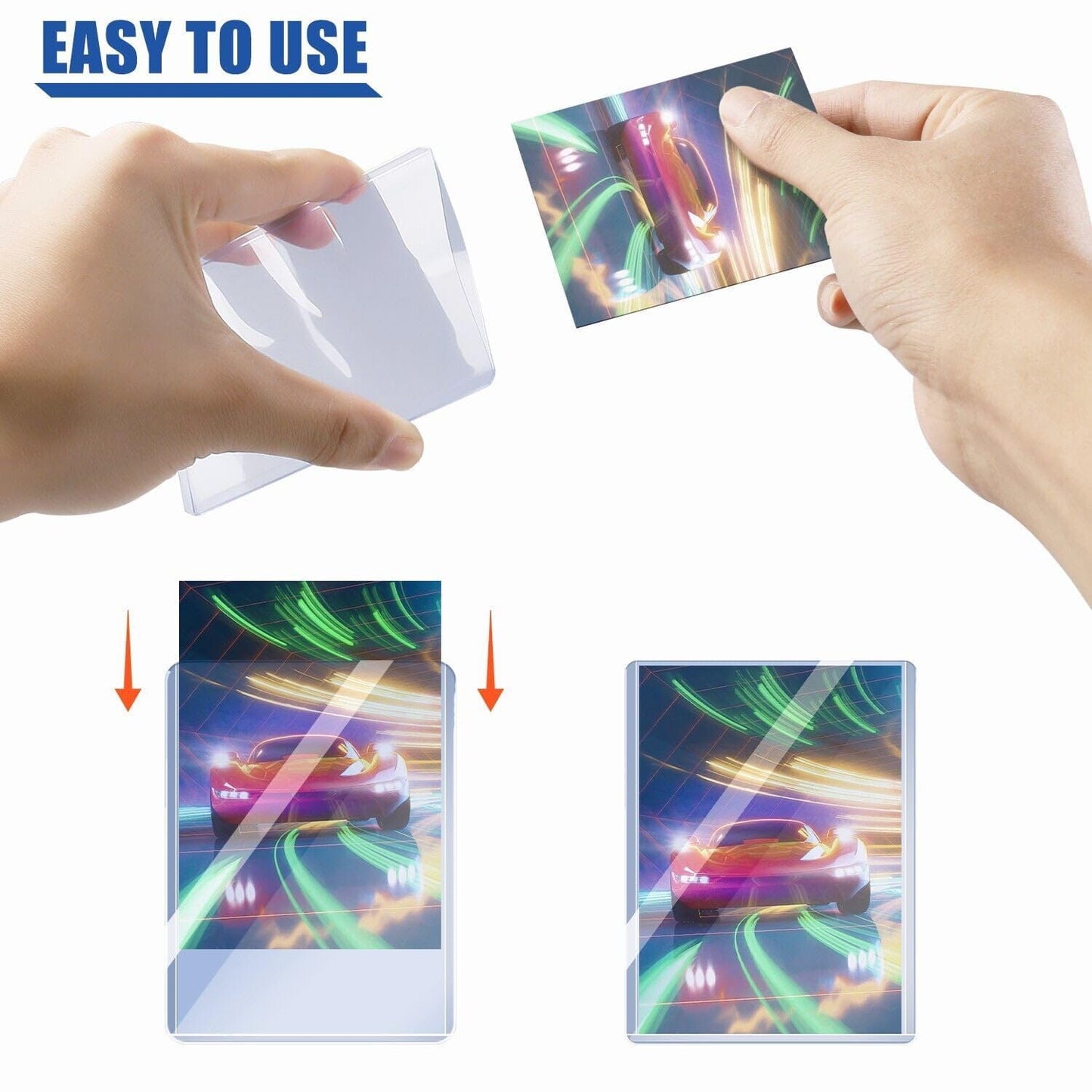 200 Pack 3"x4" Top loaders for Cards - 35pt Premium Hard Plastic Card Protectors, Plastic Card Sleeves, for Trading Baseball Game Sports Collectible