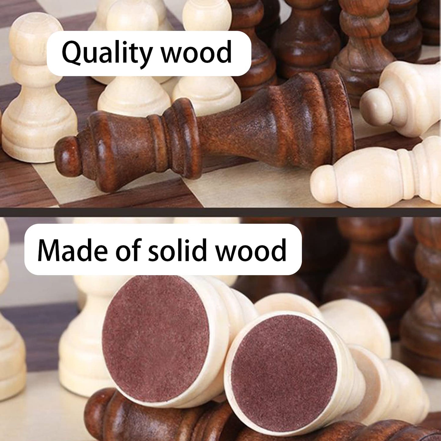 Hellpnoom Wooden Chess Pieces, Tournament Staunton Wood Chessmen Pieces Only, 3 Inch King Figures Chess Game Pawns Figurine Pieces, Replacement
