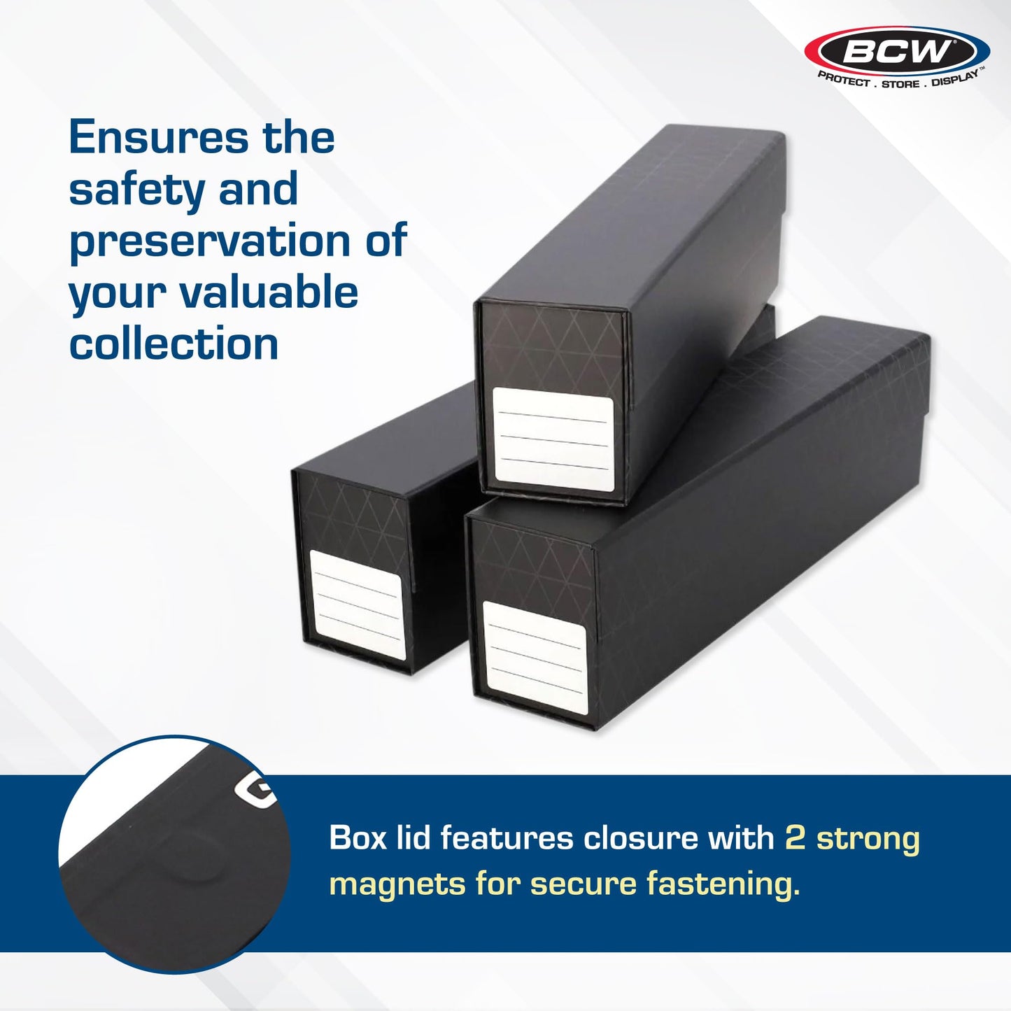BCW QuickFold Card Storage Box for Sleeved Cards - 3 Pack - Not for Toploaders - Magnetic Closure - Holds 500-1200 Sleeved or Unsleeved Cards - MTG