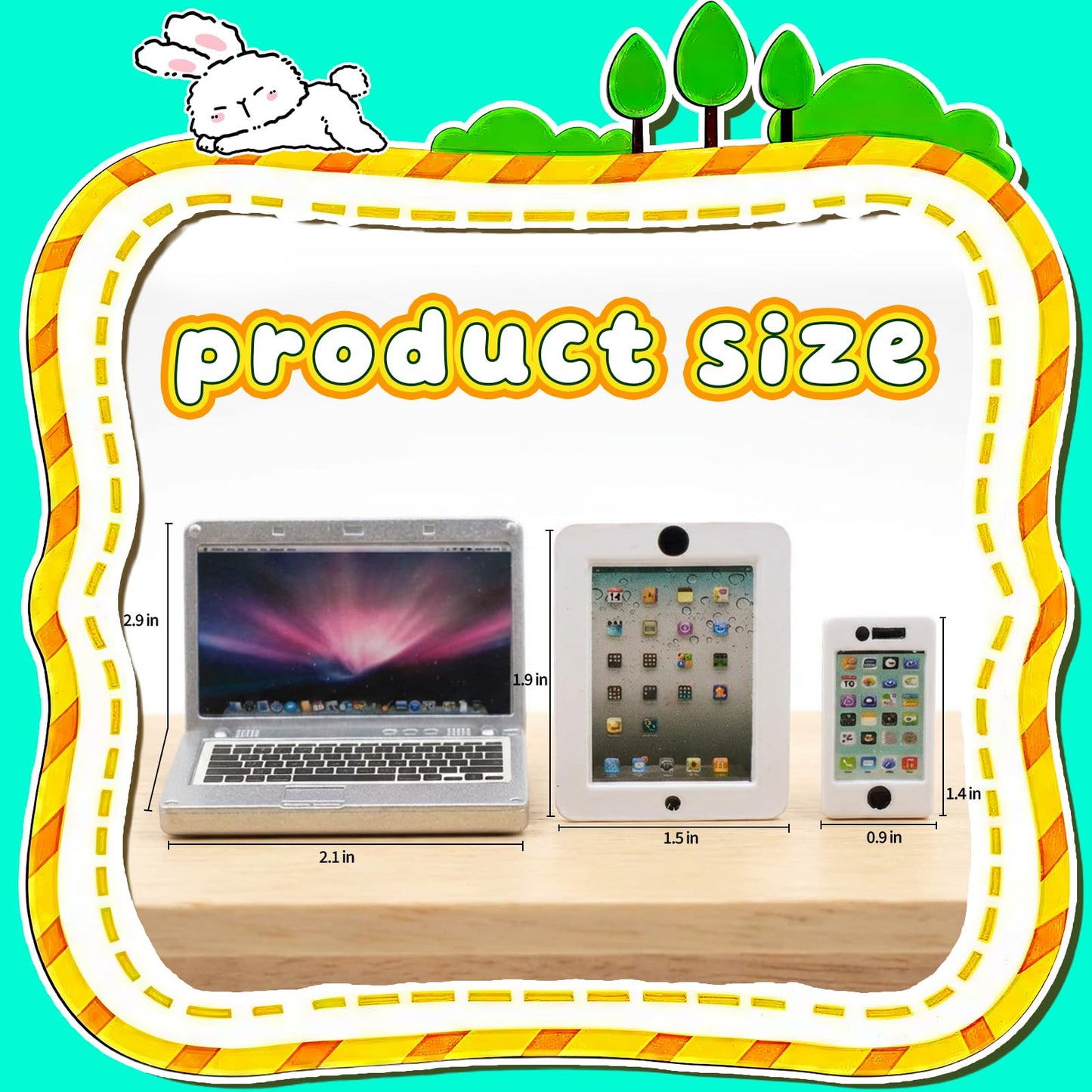 3 Pack Dollhouse Mini Laptop Tablet and Smart Phone Scene Computer Simulation Accessories for Doll 1/6 1/12 Miniatures Silver
