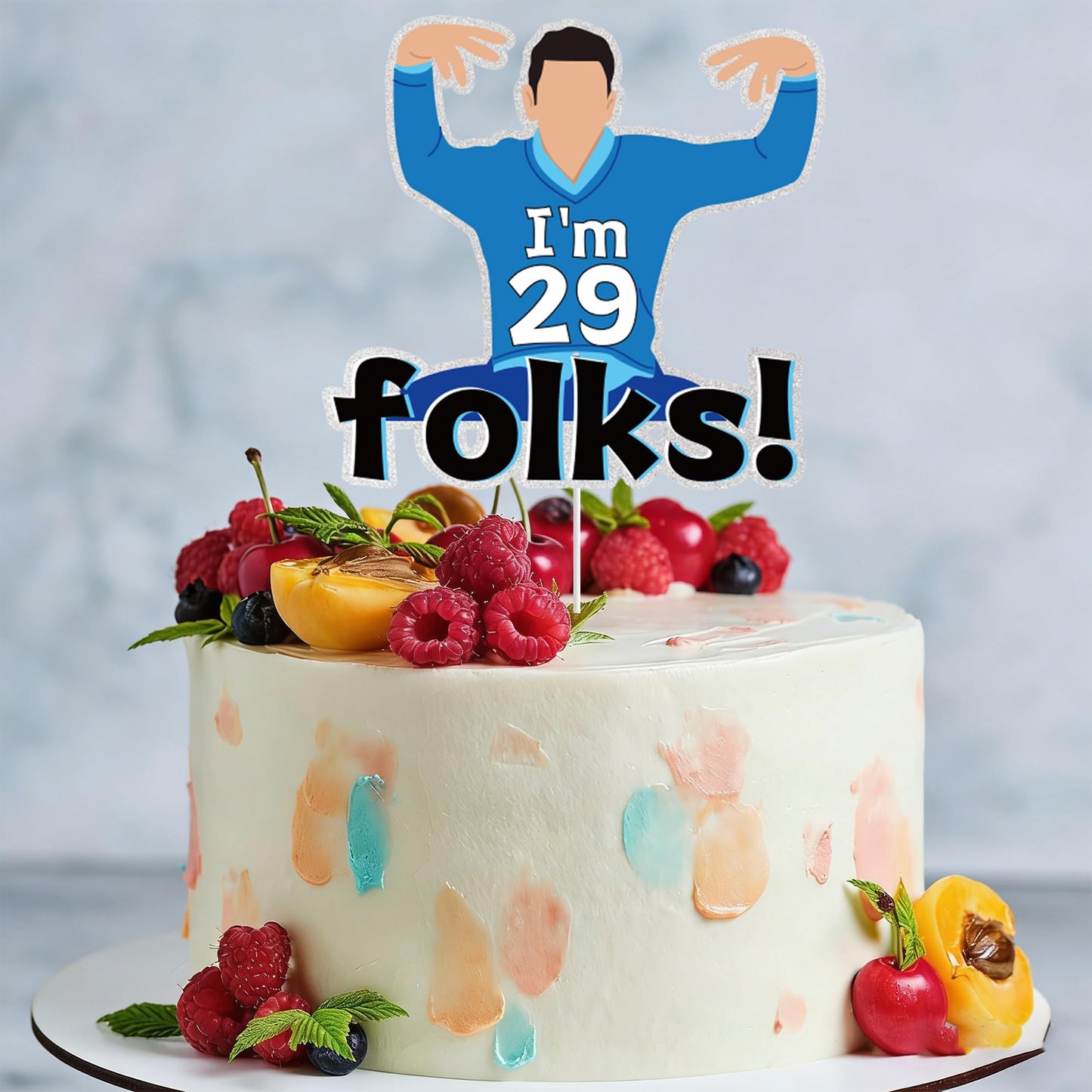 Twenty-Nine Birthday Cake Topper Glitter New Girl 29th Party Decorations I'm 29 Folks, What's Up? Birthday Party Cake Décor