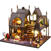 Yuzhen DIY Miniature Dollhouse with Furniture and LED Lights, Wooden Dollhouse Includes Dustcover and Music Movement