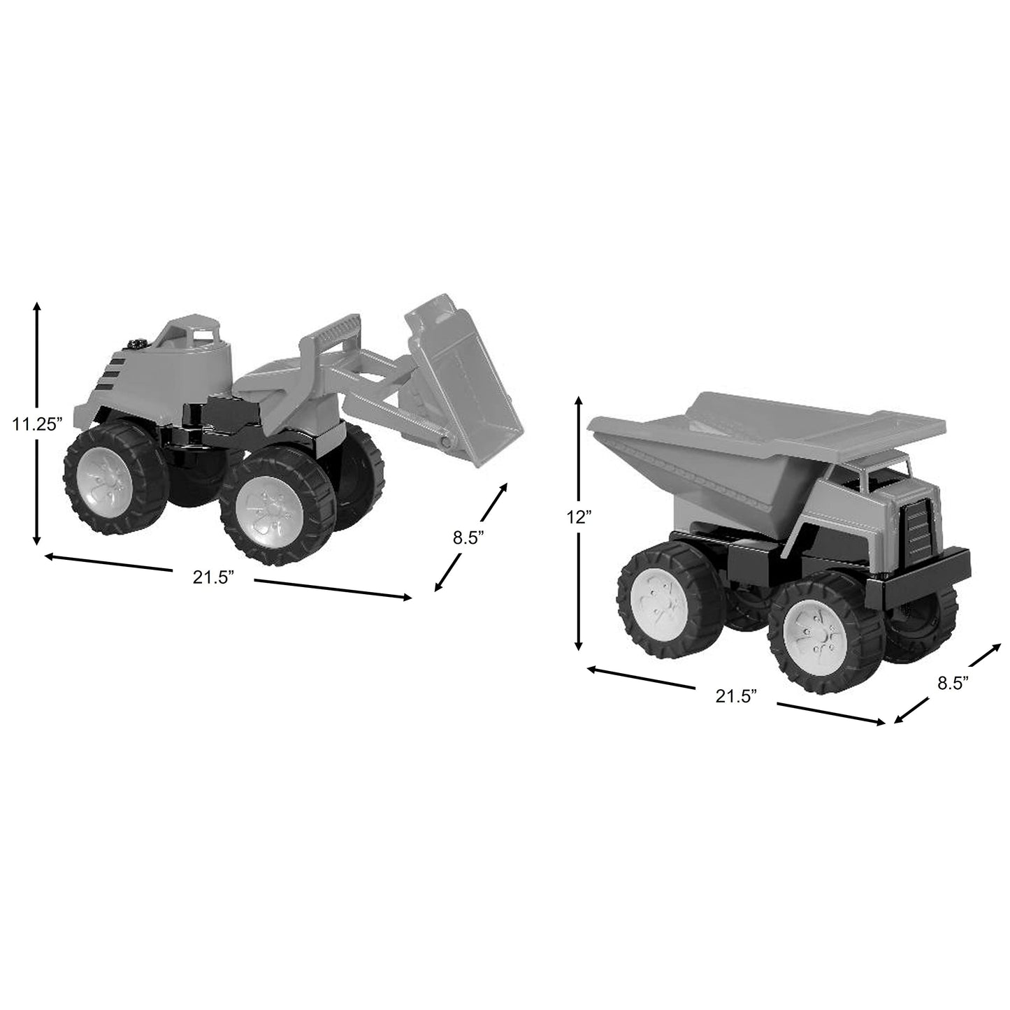 American Plastic Toys Mega Construction Vehicle Set for Toddlers & Kids Ages 18 Months and Up | Yellow Dump Truck & Loader | Made in USA from Safe