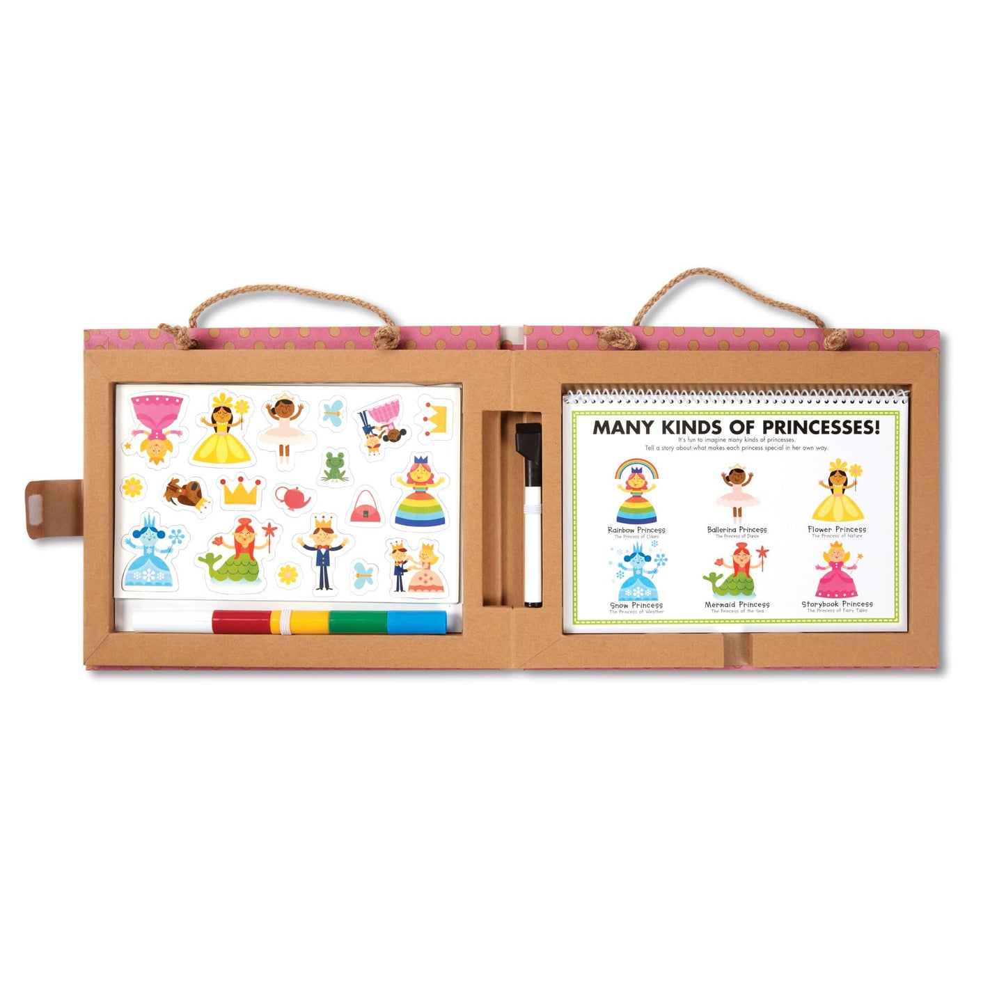 Melissa & Doug Natural Play: Play, Draw, Create Reusable Drawing & Magnet Kit - Princesses (54 Magnets, 5 Dry-Erase Markers) - FSC Certified