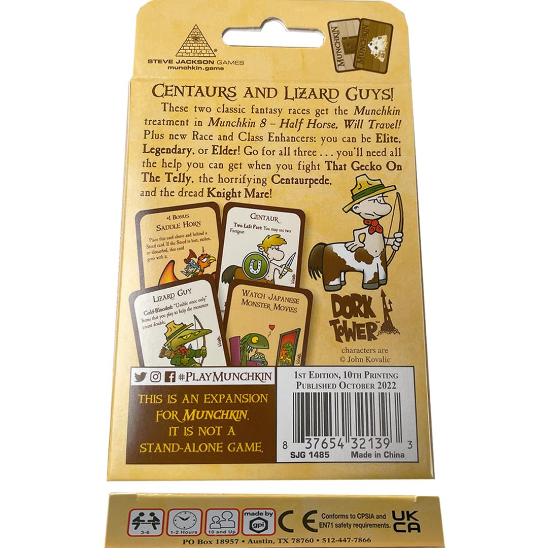 Munchkin 8 - Half Horse, Will Travel Card Game (Expansion), 112-Card Expansion, Adults, Kids, & Family, Fantasy Adventure RPG, Ages 10+, 3-6 Players