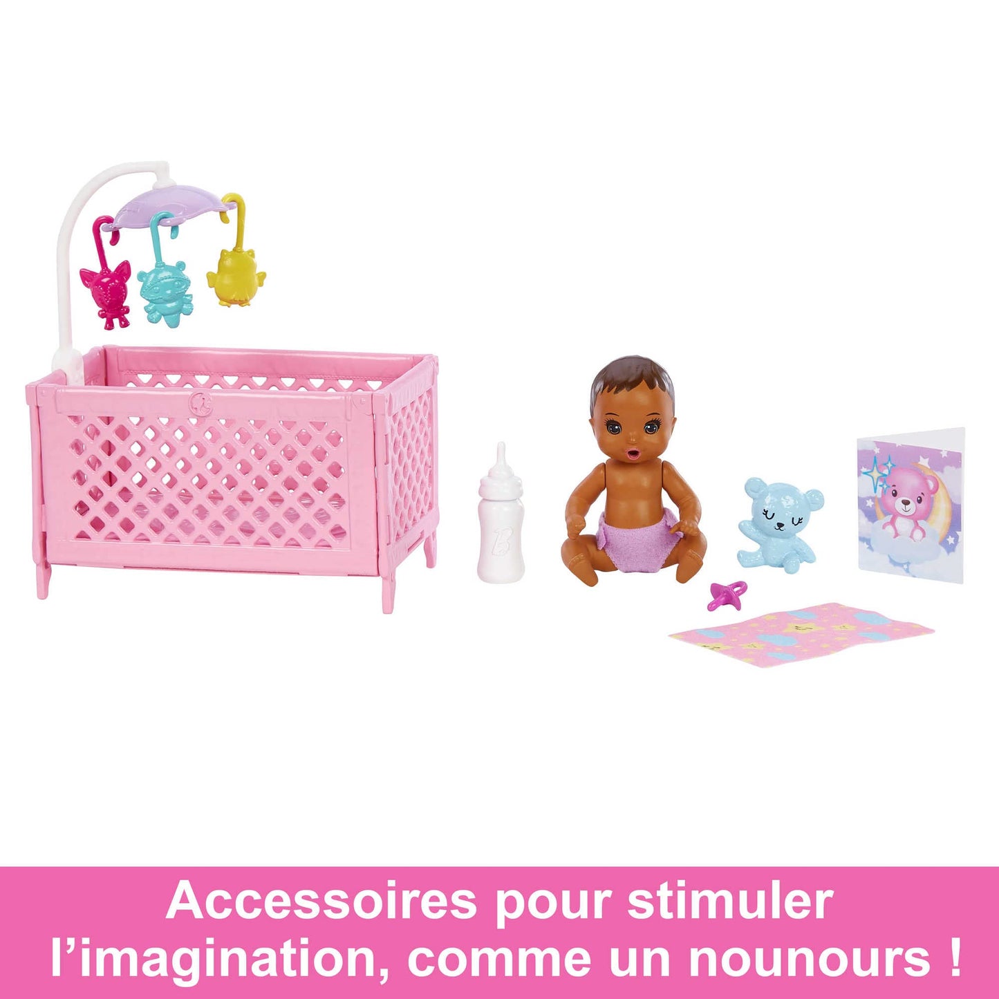 Barbie Skipper Babysitters, Inc. Crib Playset with Doll, Baby Doll with Sleepy Eyes, Furniture & Accessories