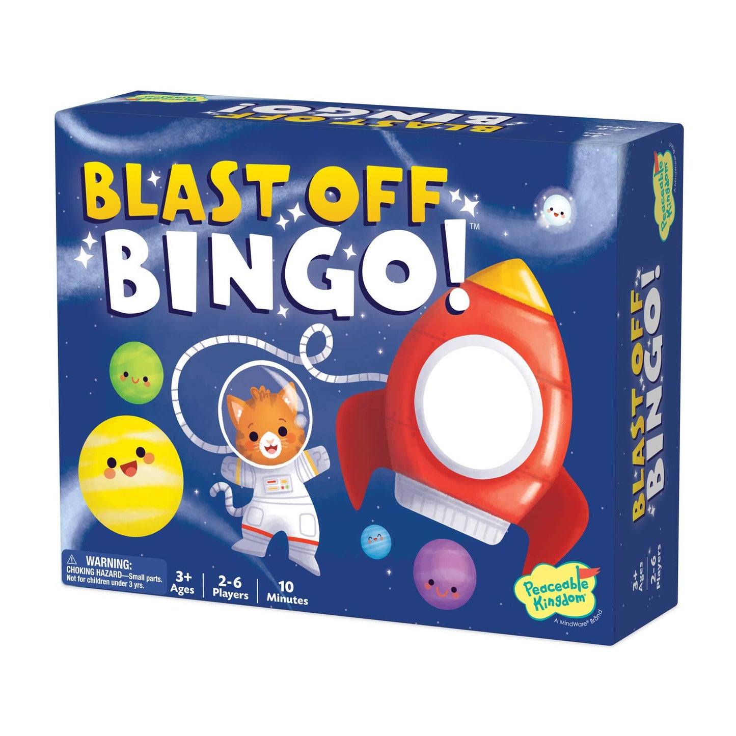 Peaceable Kingdom Blast-Off Bingo: Independent Bingo Game for Kids - Great for Single Players & Groups - 6 Double-Sided Playing Boards - Ages 3 & up