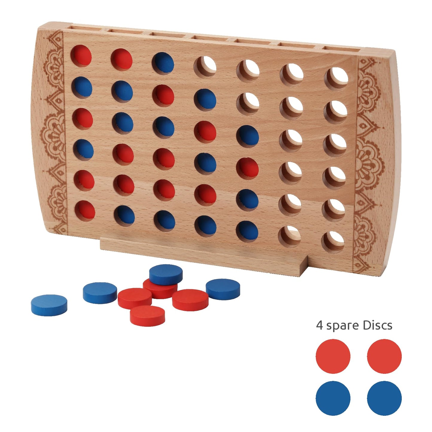 WOWME Wooden 4 in a Row Game Coffee Table Decor-Classic Strategy Game-Family Board Games Toys Gift for 6 Years Old Kids Boys Girls Adults