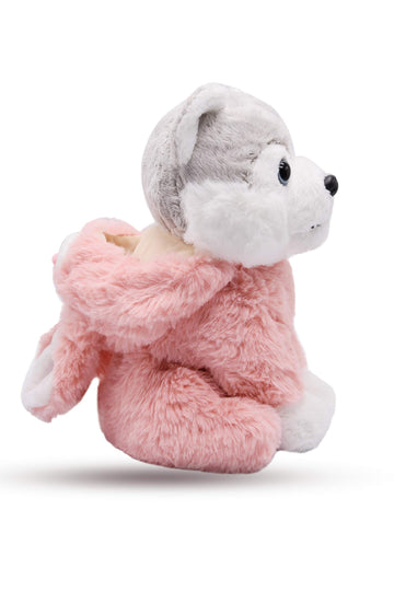 BABOLI Cuddly Husky Stuffed Animals Soft Toys with Adorable Bunny-Style Clothes Super Cute Husky Dog Plush Animal for Easter Basket or Thoughtful