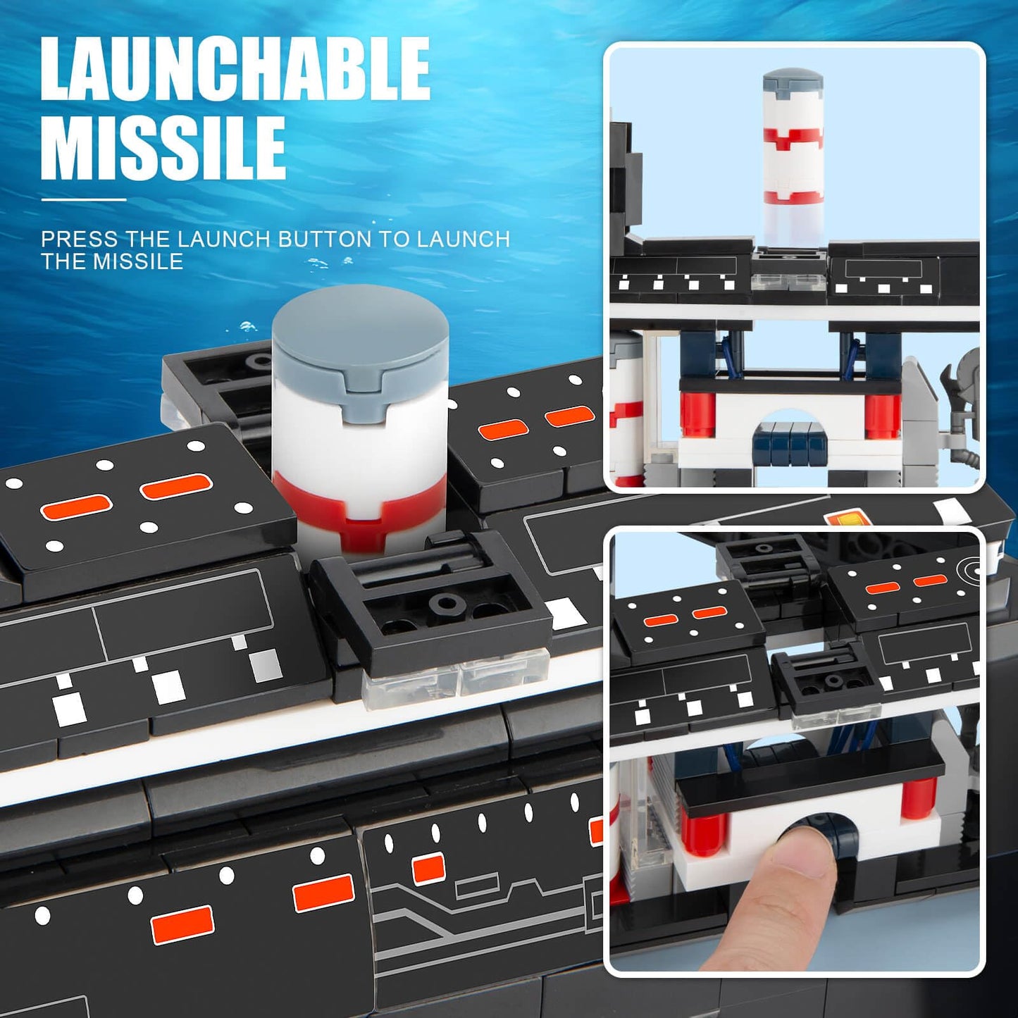 Finger Rock Nuclear Submarine Building Set, WW2 Historical Military Series Submarine Model Set, Collection Birthday Gifts Toy for Teens and Adults 14+