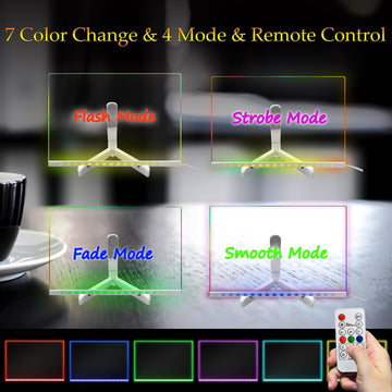 Laysinly Acrylic Dry Erase Board with Light up Stand, 11.81" x 7.87" Clear White Board to do List memo Plan, led Note Board with 7 Colors Change,USB