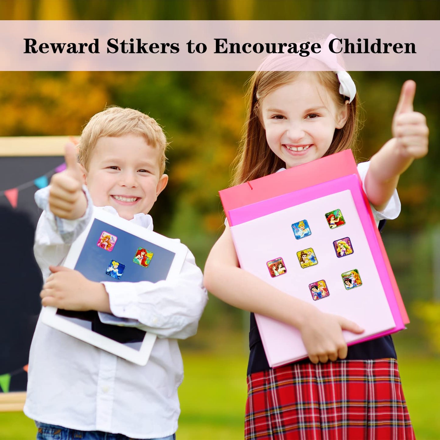 2 Pack Princess Stickers, Kids Stickerin 20 Designs, 400 Pcs Self Adhesive Label Roll Stickers Laptop, Water Bottle, Phone, Cute Animal Stickers