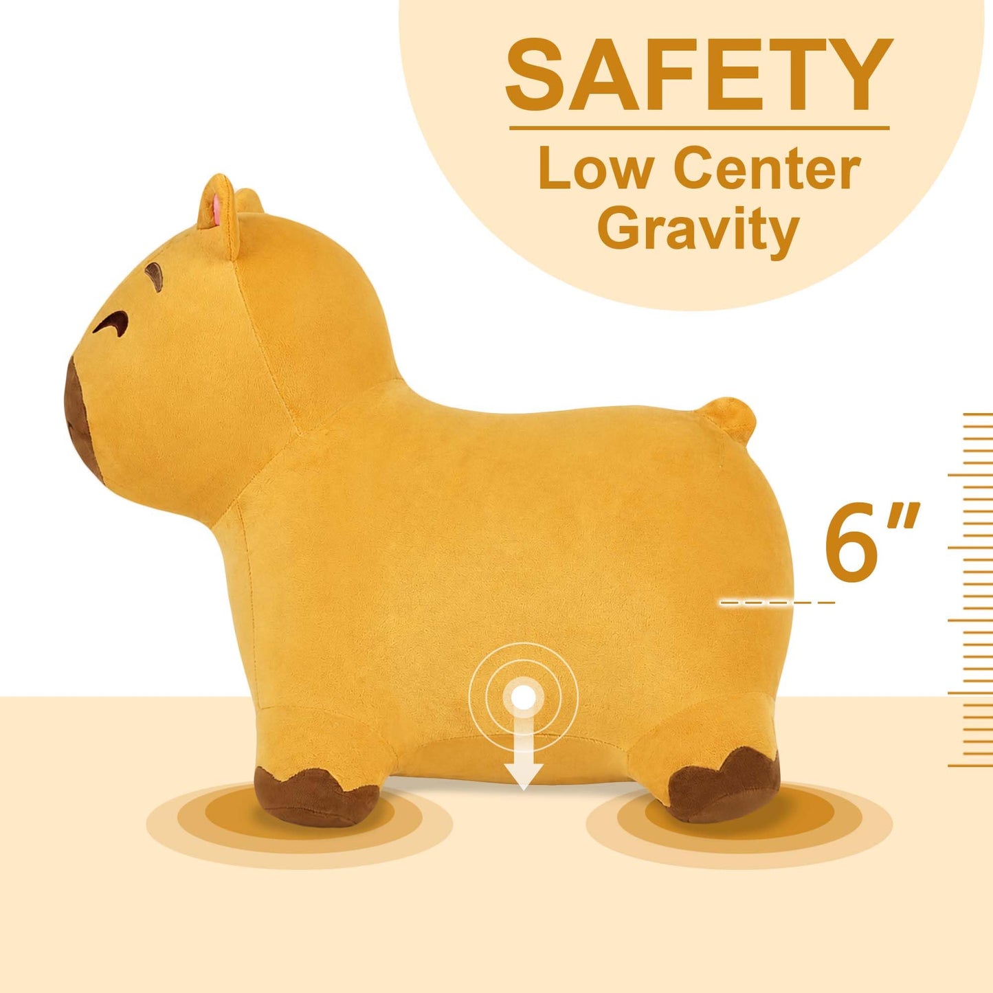 Bouncy Pals Capybara Hopping Horse, Toddler Inflatable Animal Hopper Toys