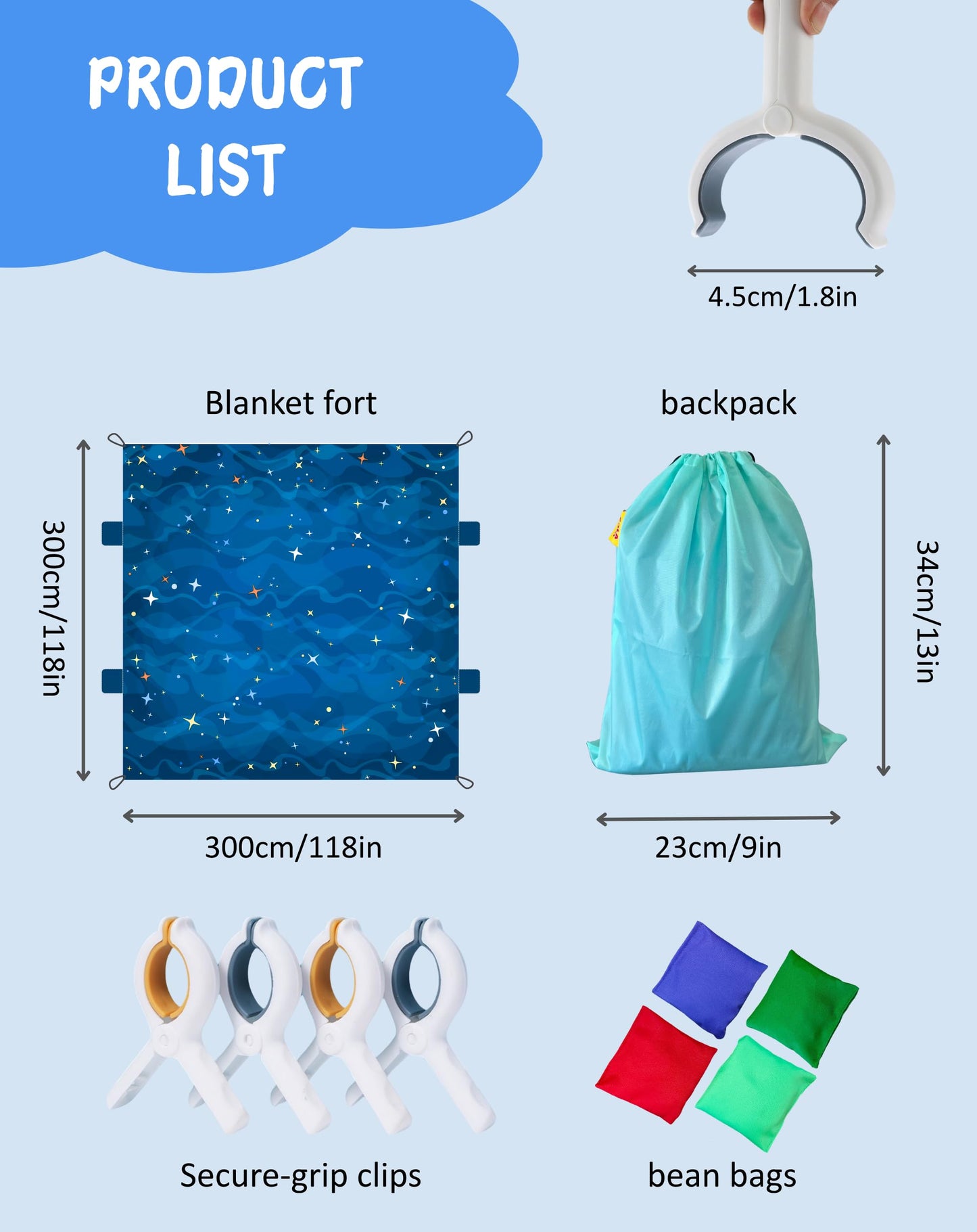 Blanket Fort Building Kit for Kids, Make a Portable Playhouse, Magic Play Tent Boys Girls Indoor Outdoor Build Set, STEM Children Toy, Best Gift