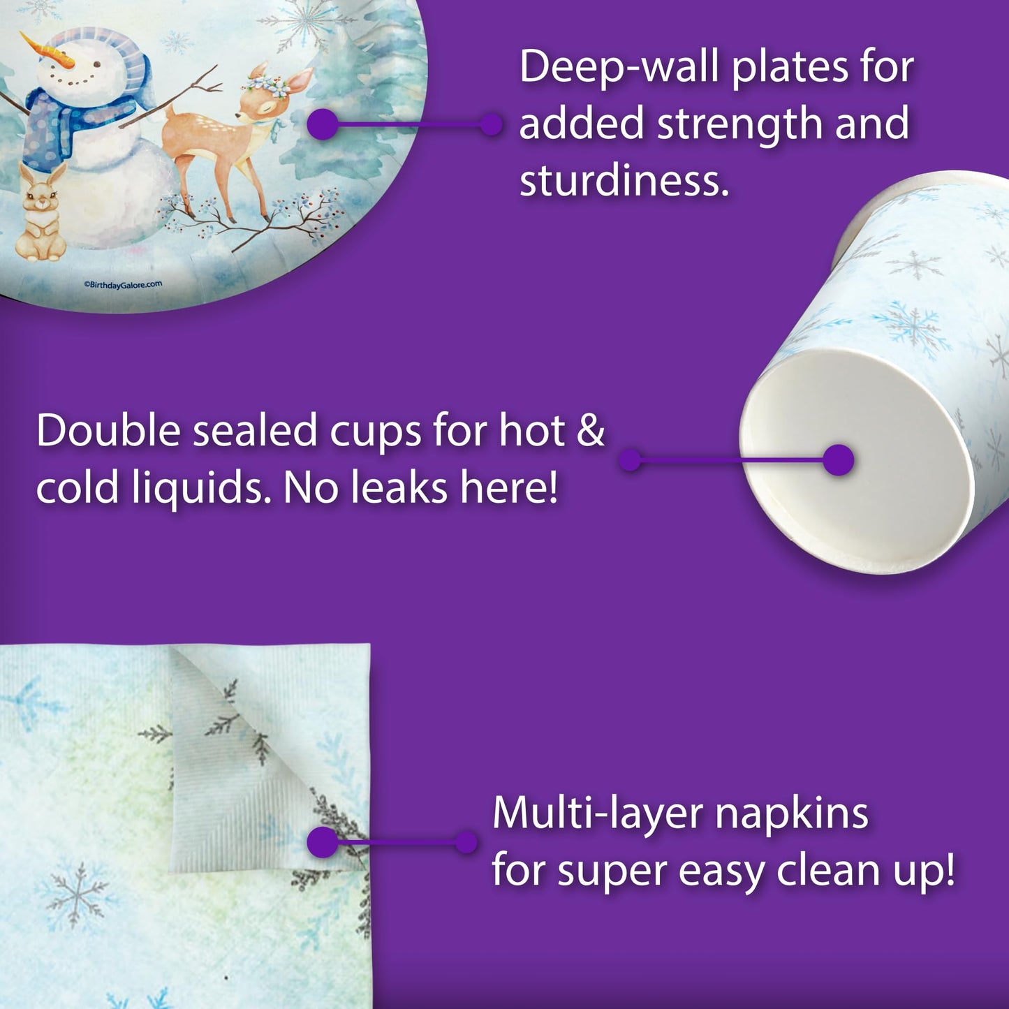 Snowman Winter Onederland First Birthday - 32 Piece Disposable Party Supplies - Decorations for Snowflake Boy's 1st Birthday Round Party Plates