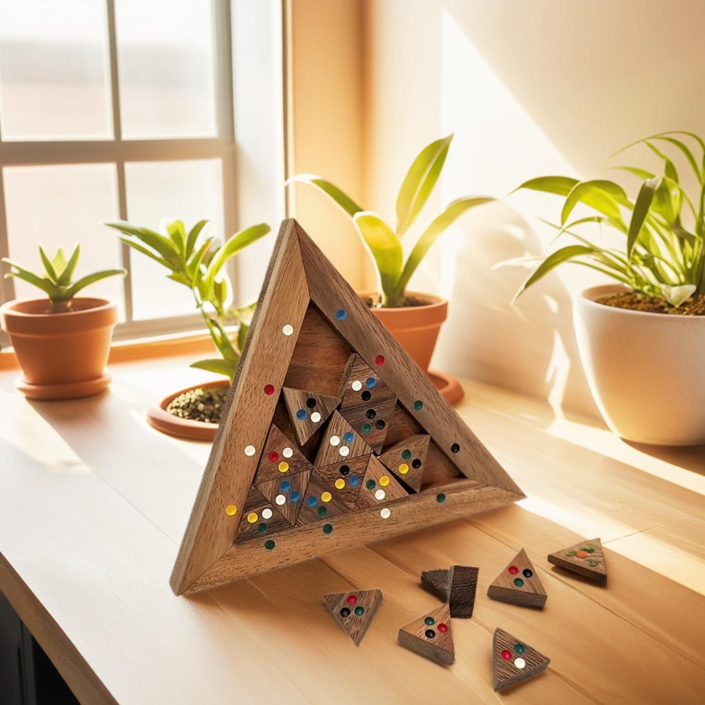 Color Match Triangle Wooden Puzzle Brain Teaser