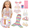 11 Pieces 18 Inch American Doll Bathing Suit Swimsuit with Accessories, Fashion 18 inch Doll Summer Outfits Including Mermaid Outfits,Swimming