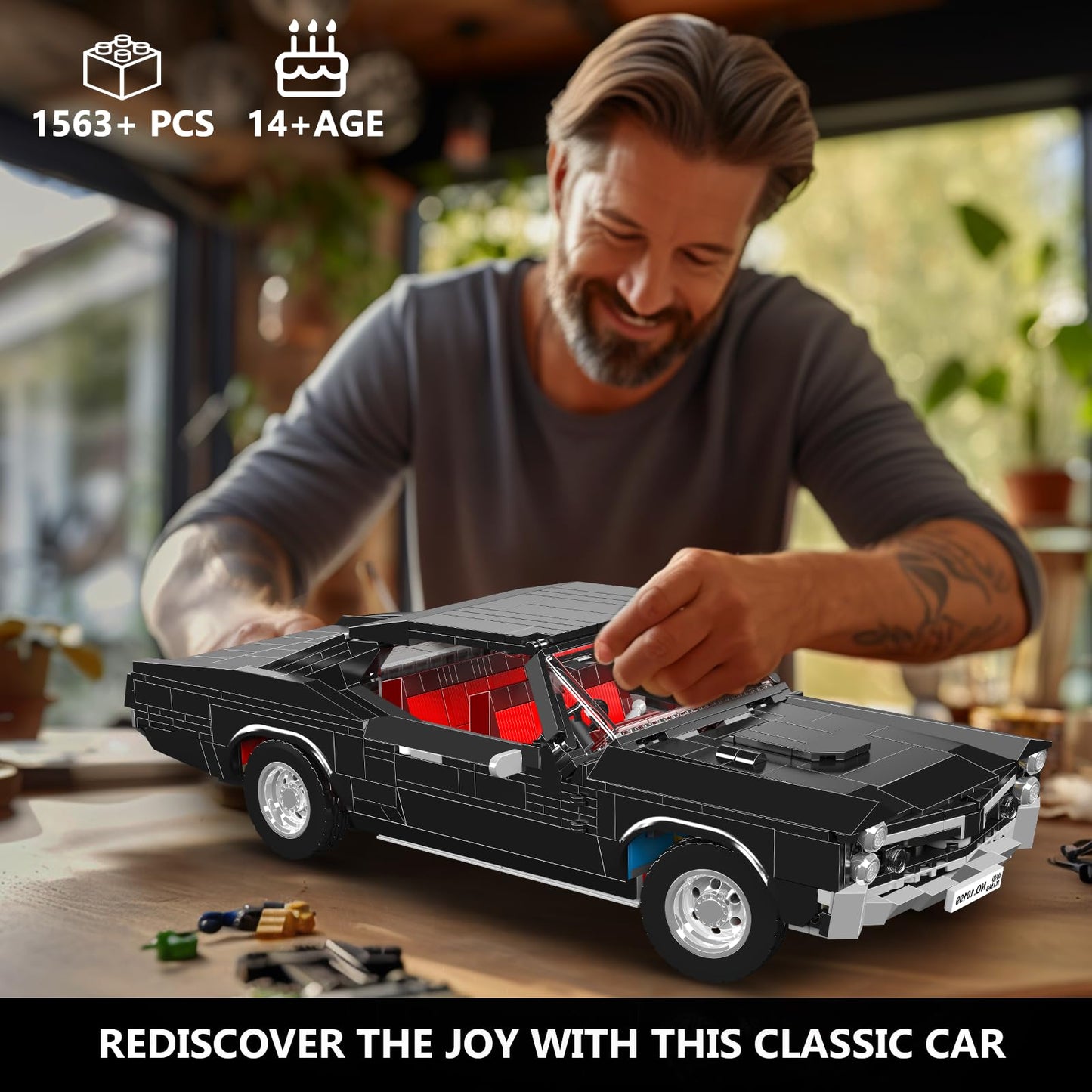 Mould King 10199 Sports Car Building Block Kits, MOC Classic Vintage Car Model Building Sets, Gift for Age 14+/Adult Collections Enthusiasts (1563+