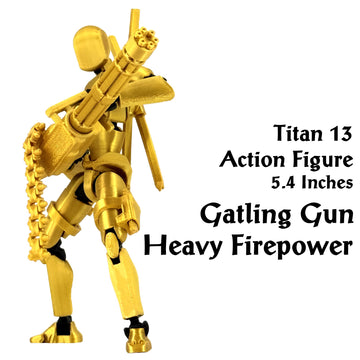 Deeplus Titan 13 Action Figure, T Dummy 13 3D Printed Toys, Gold
