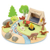 Tender Leaf Toys - Wildlife Camping Playset - Wooden Doll Sized Camping Set with Tent, Campfire, Fishing Rod & Accessories - Imaginative Play Set