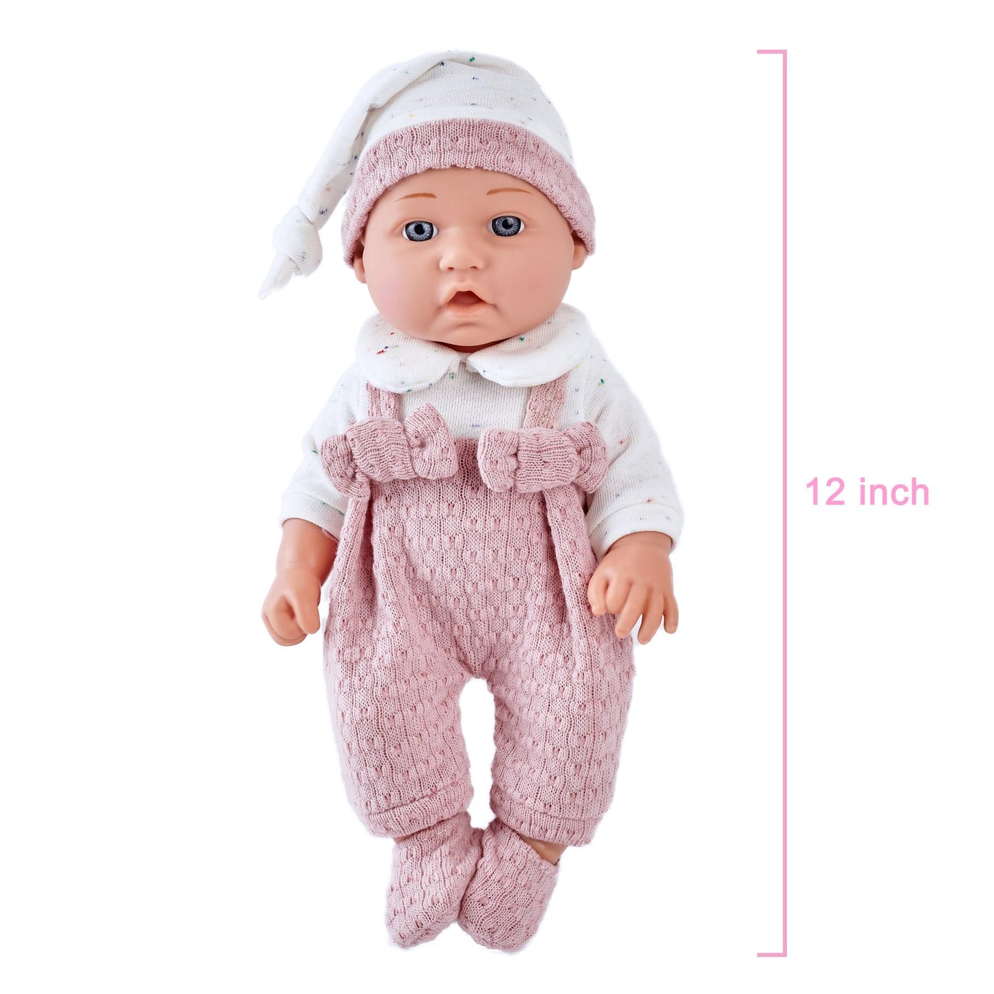 Enjoyin 12" Baby Doll Gift Set with Portable Bassinet Bed, Pink Clothes, Pacifier, Blanket & Pillow - Fun Pretend Play Toys, for Toddler Girls Ages 3+