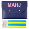 Leather Mahjong Card Holder for Cards with 160pcs Line Finder Highlighter Tape, 8x6 Inch Mahjong Card Sleeve with Magnetic Button,Ideal Mahjong